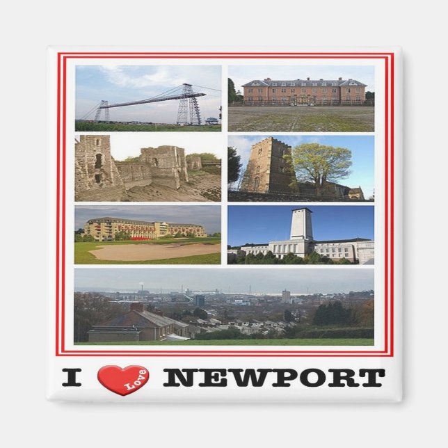 WLS020 NEWPORT "I LOVE", Wales, Europe, Fridge Magnet (Front)