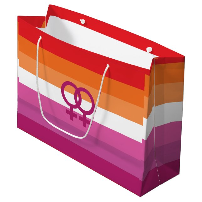 WLW Lesbian Pride Flag Large Gift Bag (Front Angled)