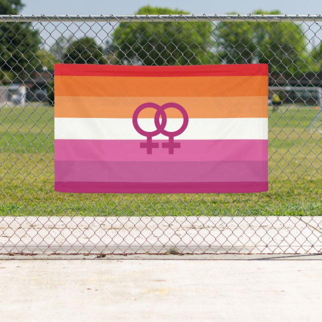 WLW Lesbian Pride Flag (Sunset) Banner (Insitu)