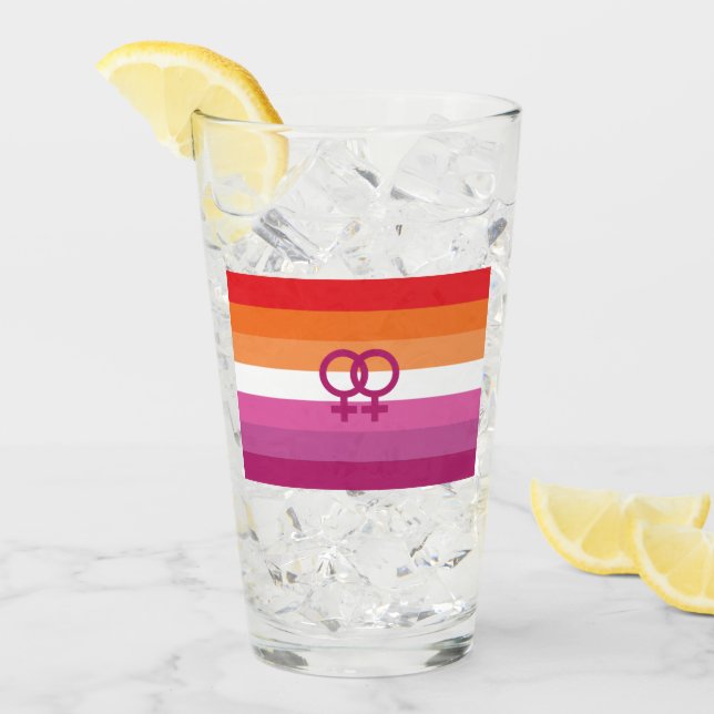 WLW Lesbian Pride Flag (Sunset) Glass (Front Ice)