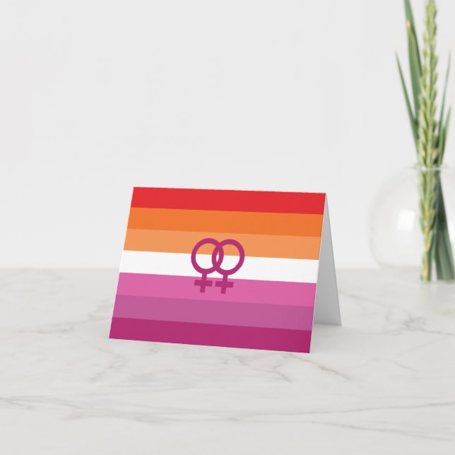 WLW Lesbian Pride Flag Thank You Card (Front)