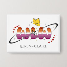 WLW Sunset Lesbian Flag Butterfly Button