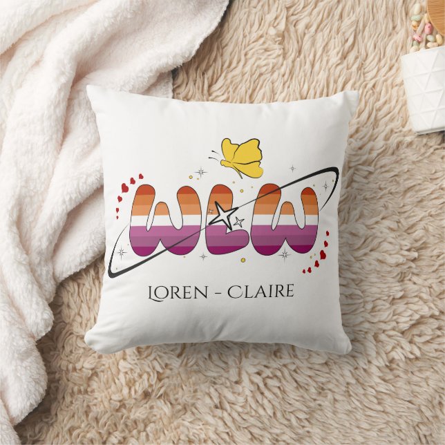 WLW Sunset Lesbian Flag Butterfly Cushion (Blanket)