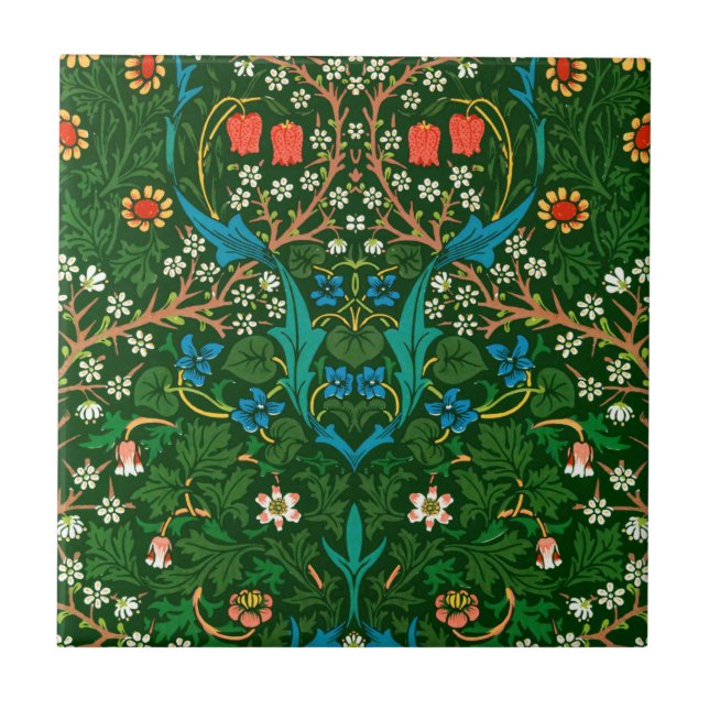 WM Morris Blackthorn Art Nouveau Pattern Ceramic Tile (Front)