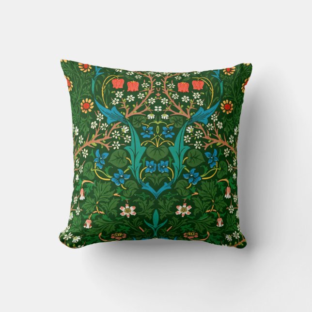 WM Morris Blackthorn Art Nouveau Pattern Cushion (Front)