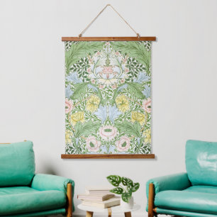Wm Morris Myrtle Floral Art Nouveau Bright Hanging Tapestry