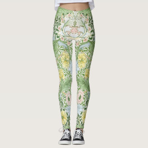 Wm Morris Myrtle Floral Art Nouveau Bright Leggings