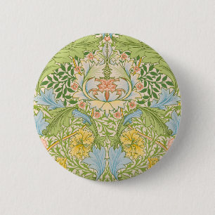 Wm Morris Myrtle Floral Art Nouveau Pastel 6 Cm Round Badge