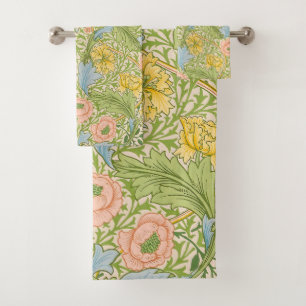 Wm Morris Myrtle Floral Art Nouveau Pastel Bath Towel Set