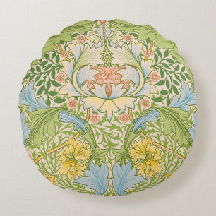 Wm Morris Myrtle Floral Art Nouveau Pastel Round Cushion