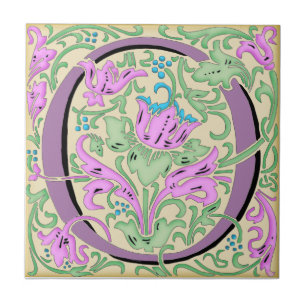 Wm Morris Ornate Letter "O" Initial Ceramic Tile  