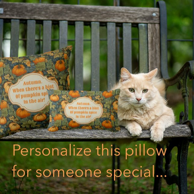 Wm. Morris Personalised Autumn Pumpkin Outdoor  Lumbar Cushion (A beautiful William Morris fabric design.)