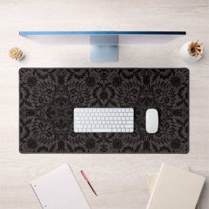 Wm Morris Seamless Vine Black Charcoal Pattern Desk Mat