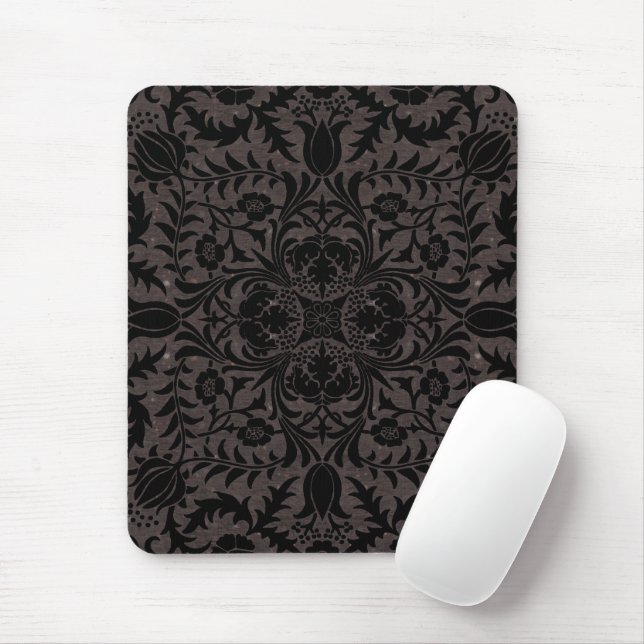 Wm Morris Seamless Vine Black Charcoal Pattern Mouse Pad (With Mouse)