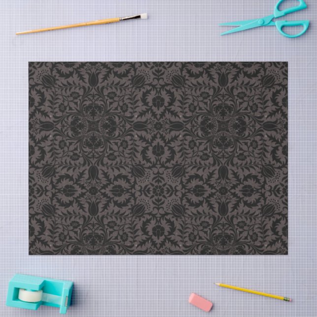 Wm Morris Seamless Vine Black Charcoal Pattern Tissue Paper (Craft)