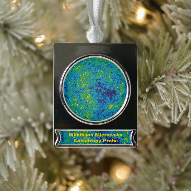 WMAP Microwave Anisotropy Probe Universe Map Silver Plated Banner Ornament (Tree)