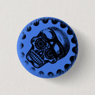 W'nR'n Blue Sugar Skull button