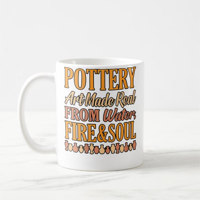 Wo Pottery Art Made Real Clay Artist Ceramic Sculp Coffee Mug (Left)
