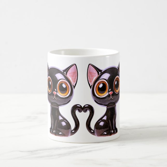 wo Stylized Black Cats Coffee Mug (Center)