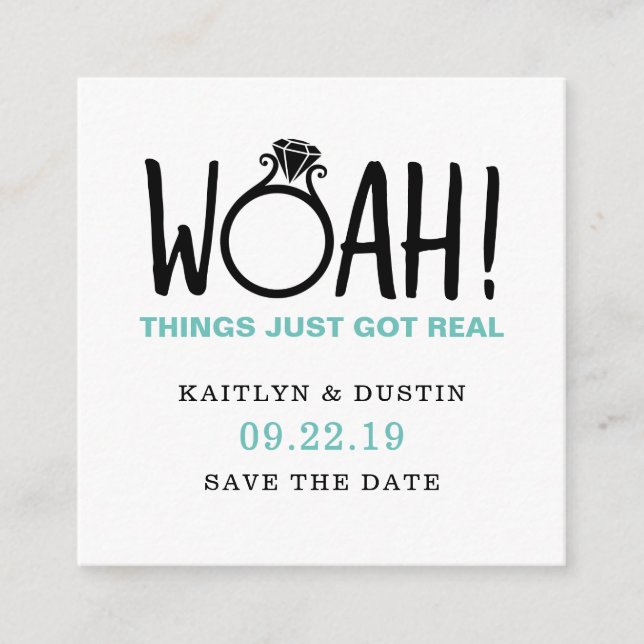 Woah Save The Date Enclosure Card (Front)