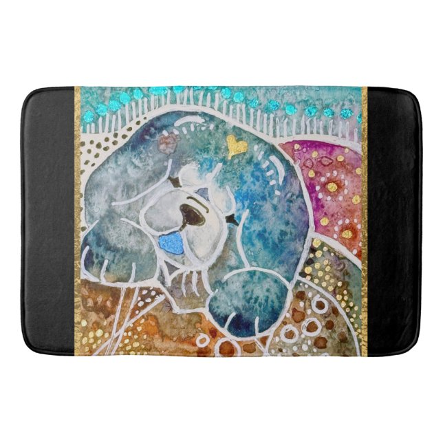 WOBBLE-ROCK Chow dog watercolor batik crate Bath Mat (Front)