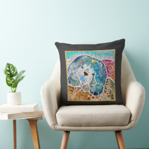 WOBBLE-ROCK Chow dog watercolor batik crate Cushion