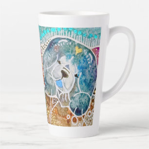 WOBBLE-ROCK Chow dog watercolor batik Latte Mug