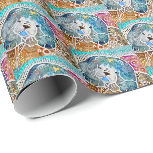WOBBLE-ROCK Chow dog watercolor batik Wrapping Paper (Roll Corner)
