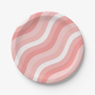 Wobbly Pop Stripes in Pink Blush Paper Plate