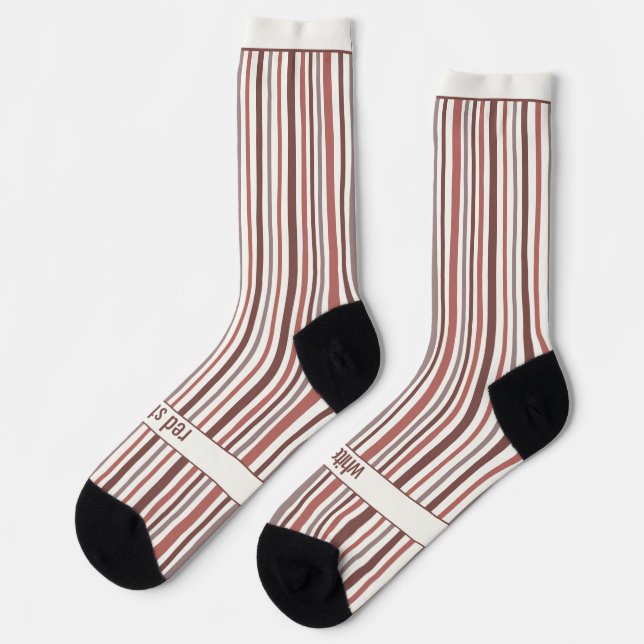 Wobbly Stripes, Red and White Socks (Left)