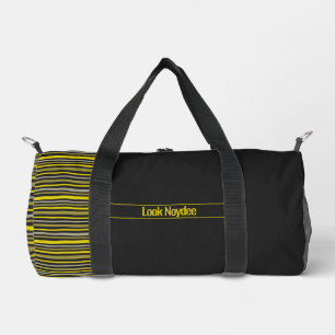Wobbly Stripes, Yellow and Black Duffle Bag