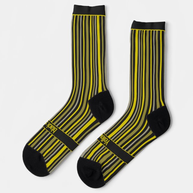 Wobbly Stripes, Yellow and Black Socks (Left)