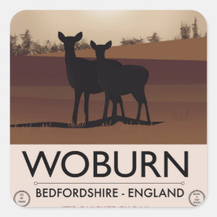 Woburn - Bedfordshire Vintage style travel poster. Square Sticker