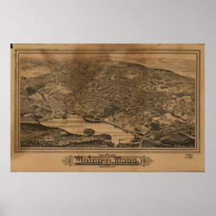 Woburn Massachusetts 1883 Antique Panoramic Map Poster