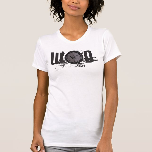 WOD with Barbell Plate - Light Shirt (Front)