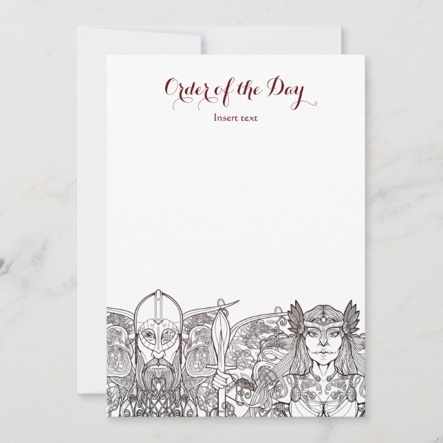 Woden & Fríge Wedding Order of the day Invitation (Front)