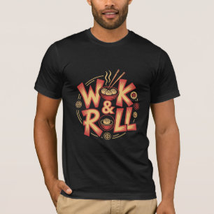 Wok & Roll Dim Sum Asian Cuisine Vintage Retro Foo T-Shirt