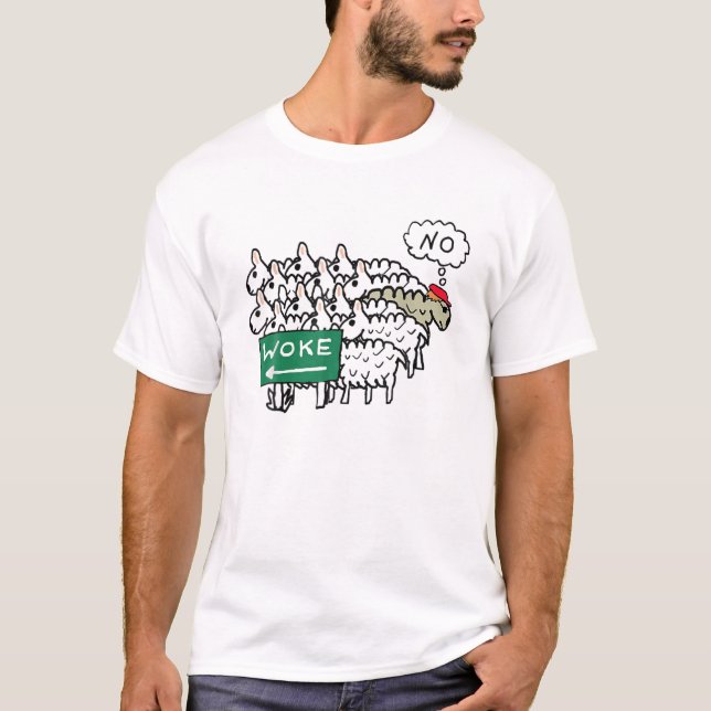 Woke Joe Biden Humour Funny Sheep Trump T-Shirt (Front)