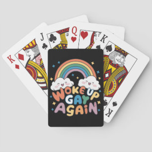 Woke Up Gay Again LGBT Pride Month Groovy  Playing Cards