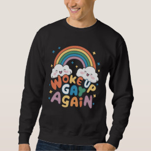 Woke Up Gay Again LGBT Pride Month Groovy Sweatshirt