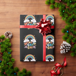 Woke Up Gay Again LGBT Pride Month Groovy  Wrapping Paper