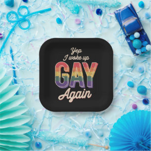 Woke Up Gay Pride Rainbow Queer Gay CSD Party LGBT Paper Plate