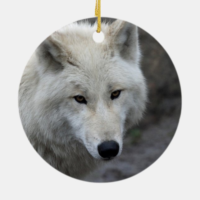 Wolf_015 Ceramic Tree Decoration (Back)