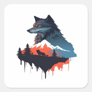 Wolf 07 square sticker