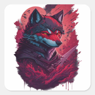 Wolf 13 square sticker