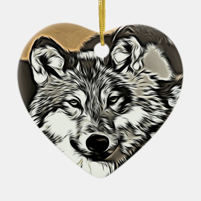 Wolf 2014-0966 ceramic tree decoration (Front)
