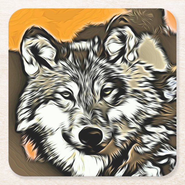 Wolf 2014-0978 square paper coaster (Front)