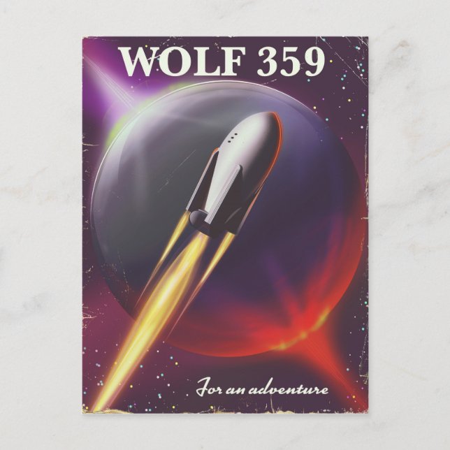 Wolf 359 "for an Adventure" Space travel poster Postcard (Front)