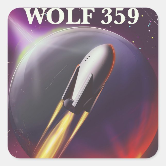 Wolf 359 "for an Adventure" Space travel poster Square Sticker (Front)