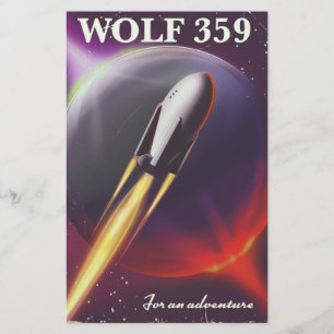 Wolf 359 "for an Adventure" Space travel poster Stationery